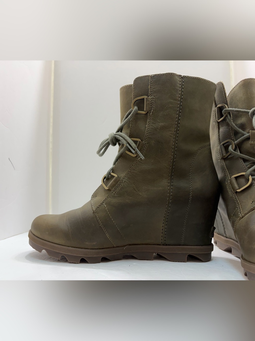 Sorel Olive Green Lace-Up Combat Boots - Picture 7 of 13
